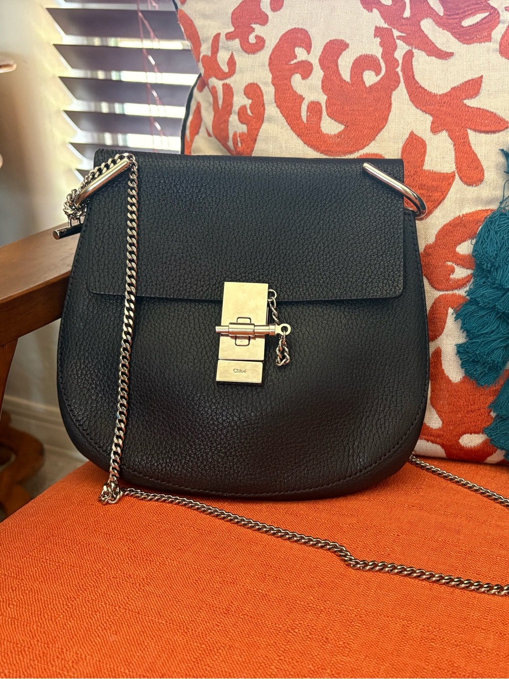 CHLOE Drew Shoulder Bag in Black Leather